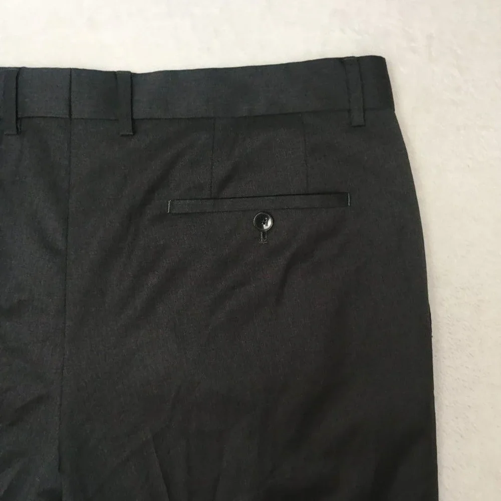 Hugo Boss Pants Men 36x32 Gray Dress Slim Wool Viscose Polyester Lined Suit Work